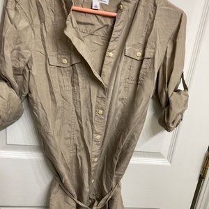 Banana Republic Silk khaki tunic with Nero Collar Size~S NWOT